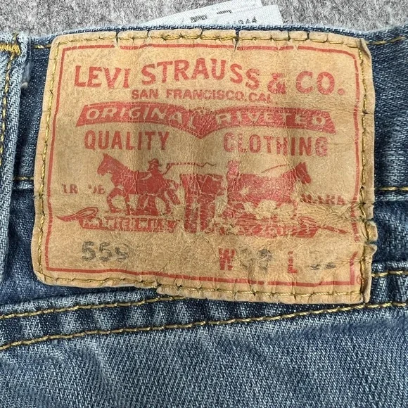 Levis 559 Jeans Mens 38x32 Blue Medium Wash Relaxed Fit Straight Leg Denim Pants - Picture 8 of 16